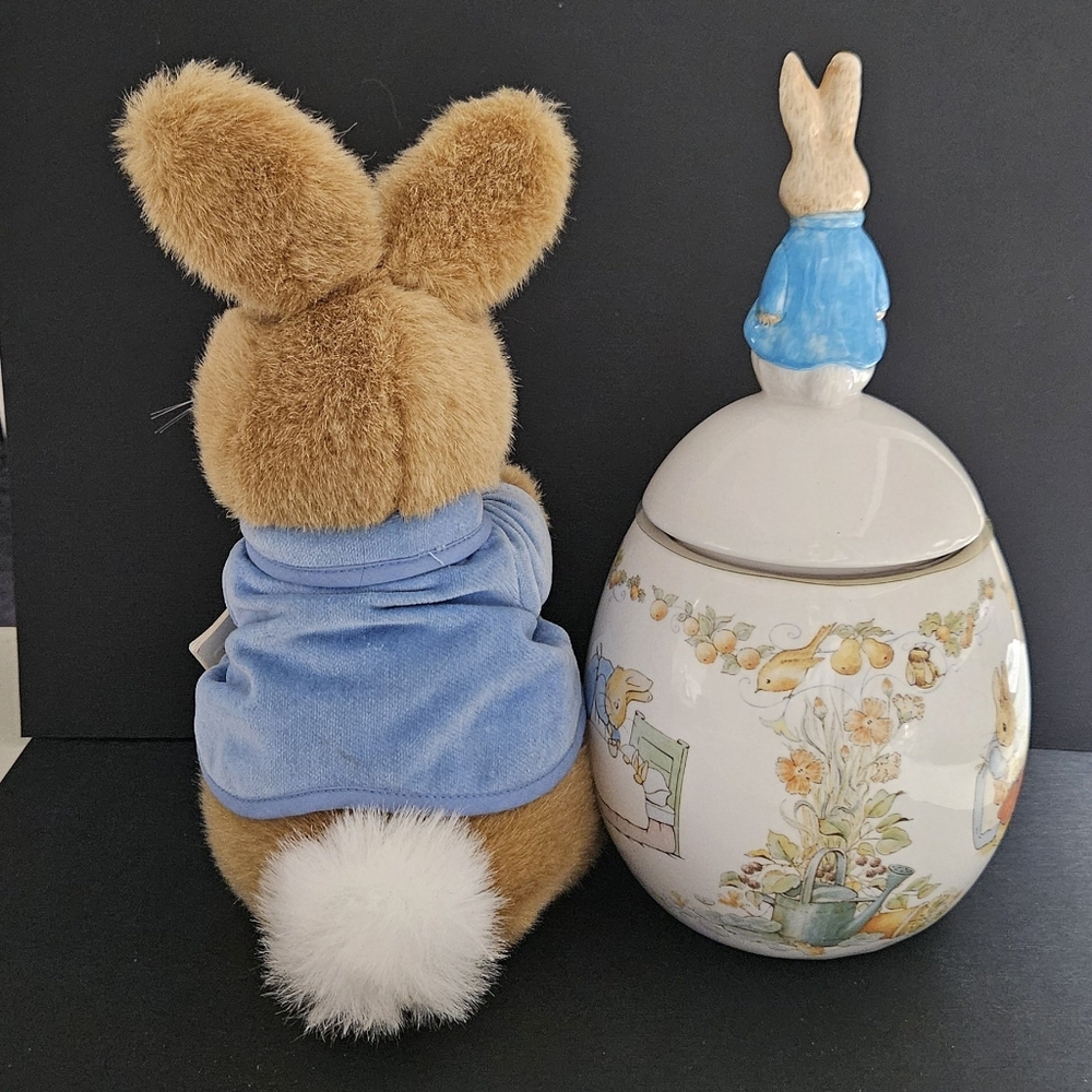 90s Beatrix Potter Peter Rabbit Plush & Jar Set - Picture 2 of 14